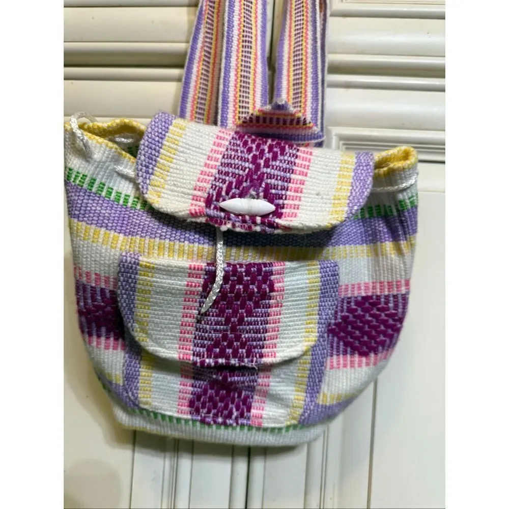 Pinzon Women's Aztec Tribal Woven Mexican Drawstring Backpack Multicolor Medium